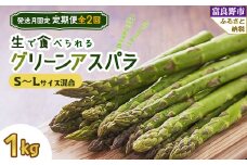 ＜発送月固定定期便＞「生」で食べられる!グリーンアスパラ　1kg(SからLサイズ混合) 全2回【4008506】