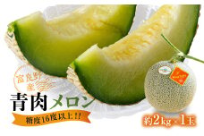 糖度16度以上!!＜富良野産　青肉メロン＞1玉入り　約2kg_ メロン めろん 青肉 青肉メロン 北海道 富良野産 果物 くだもの フルーツ デザート 甘い ジューシー 贈答 ギフト プレゼント 1玉 贈り物 国産 産直 産地直送 送料無料 【1552235】