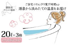 自宅で温泉入浴　登別カルルス温泉20L×3箱【3ヶ月連続お届け】