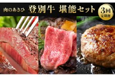 登別牛 堪能セット[定期便3回お届け]（サーロインステーキ、肩ロースすき焼き しゃぶしゃぶ用、ハンバーグ）