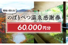 のぼりべつ温泉感謝券60，000円分 日本の名湯 登別温泉 カルルス温泉 ホテル登別国際観光 コンベンション協会 温泉旅館 温泉宿 温泉旅館 ホテル 温泉ホテル ふるさと納税 北海道 登別市