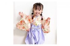 ぽわんパンツの袴 花あかり ピンク×ラベンダー【Mサイズ】