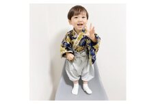 ぽわんパンツの袴 虎-TORA- ネイビー×シルバー【Sサイズ】