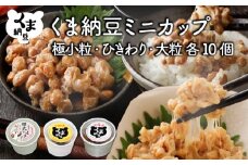 北海道くま納豆ミニカップ（極小粒・ひきわり・大粒 各10個）たれ付き【北海道産大豆100% お取り寄せ ご飯のお供】