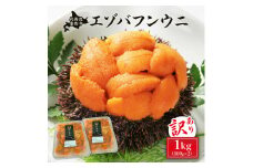 【6月-9月発送】先行予約 訳あり 規格外品 無添加 エゾバフンウニ 塩水パック 1kg 配送期間Ａ：6月上旬～9月上旬迄 | 訳あり 生うに 海鮮 バフンウニ 塩水