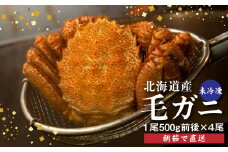 【配達地域限定】『冷蔵』朝茹で直送毛ガニ500g前後×4杯【52001303】