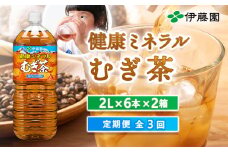 『定期便：全3回』健康ミネラル麦茶2L×6本×2箱【500005】