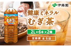 『定期便：全6回』健康ミネラル麦茶2L×6本×2箱【500006】