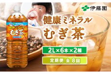 『定期便：全8回』健康ミネラルむぎ茶2L×6本×2箱【500020】