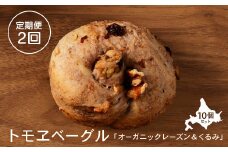 【定期便：全2回】トモヱベーグル 「オーガニックレーズン＆くるみ」１０個セット【33000901】