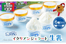 【定期便：全2回】ジェラテリアGigiのイタリアンジェラート『生乳』【カップ6個入】【430035】