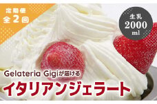 【定期便2回】 ジェラテリアGigi イタリアンジェラート 生乳 2000ml ジェラート ミルク アイス gigi 業務用 2L スイーツ お取り寄せ グルメ 定期便 2回 ふるさと納税 北海道 恵庭市 恵庭【43004502】