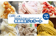 ジェラテリアGigi イタリアンジェラート 季節限定 ジェラート 2000ml 焼きりんご さくら いちご レモン 栗 えびすかぼちゃ 業務用 2L スイーツ 定期便 隔月発送 2回 ふるさと納税 北海道 恵庭市 恵庭 【定期便2回】【43007503】