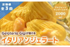 【定期便3回】 ジェラテリアGigi イタリアンジェラート アルフォンソマンゴーソルベ 2000ml ジェラート マンゴー アイス gigi 業務用 2L スイーツ お取り寄せ グルメ 定期便 3回 ふるさと納税 北海道【43006402】