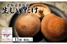 【先行受付】北海道恵庭産 生しいたけ 15個 550g前後  数量限定 桐箱入り オンライン 申請 ふるさと納税 北海道 恵庭 生椎茸 しいたけ 椎茸 菌床 きのこ 栄養満点 肉厚 濃厚 採れたて 野菜 ギフト 贈答用 上級品 恵庭市【800001】