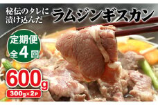 【定期便：全4回】 味付きジンギスカン 300g×2個 オンライン 申請 ふるさと納税 北海道 恵庭 ラム肉 ラム 味付き タレ 羊 羊肉 肉 お肉 ジンギスカン 焼肉 バーベキュー BBQ アウトドア 定期便 4ヶ月 恵庭市【16002201】