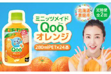 【定期便：全2回】ミニッツメイド Qoo オレンジPET　280ml×24本【380074】