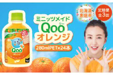 【定期便：全3回】ミニッツメイド Qoo オレンジPET　280ml×24本【380075】