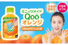 【定期便：全5回】ミニッツメイド Qoo オレンジPET　280ml×24本【380077】