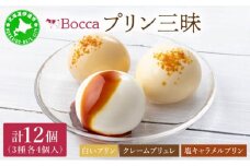 [5525-0209]北海道 牧家 Bocca プリン三昧 3種 各4個入 計12個 食べ比べ 白いプリン クレームブリュレ 塩キャラメル プリン スイーツ なめらか ミルク カラメル ギフト  送料無料 
