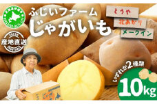 [5525-0488]北海道産 じゃがいも 2種 約10kg とうや メークイン 北あかり ジャガイモ 馬鈴薯 ポテト 芋 イモ 先行受付 産地直送 野菜 農作物 甘い ホクホク カレー コロッケ 人気 ふじいファーム