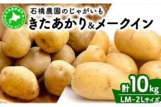 [5525-0518]  北海道 じゃがいも 2種 きたあかり メークイン 食べ比べ セット 各5kg 計10kg LM～2Lサイズ 先行受付 馬鈴薯 キタアカリ 北あかり メイクイーン ポテト イモ 根菜 農作物