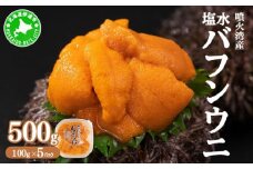 [5525-0870]北海道 噴火湾産 塩水 バフンウニ 100g 5パック 計500g うに ウニ 雲丹 海鮮 海の幸 魚介類 ウニ丼 お寿司 濃厚 無添加 産地直送 お取り寄せ 山村水産 送料無料