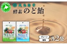 [5525-1066]酵素のど飴 2種 各2袋 プレーン＆塩 飴 飴 北海道産の砂糖 輪島塩使用 ミネラル豊富 北海道産 大高酵素飲料 北海道 伊達市