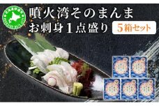 [5525-1118]噴火湾そのまんま お刺身1点盛り(わさび・醤油付き)5箱 旬菜一鮮 だて大和屋 厳選 魚介 海鮮 刺身 刺し身 小分け 新鮮 魚介類 魚貝類 加工食品 贈答 ギフト 贈り物 ご褒美