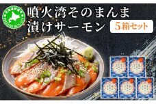 [5525-1120]噴火湾そのまんま 漬けサーモン(わさび・醤油・海苔付き)5箱 旬菜一鮮 だて大和屋 厳選 魚介 海鮮 刺身 刺し身 小分け 新鮮 魚介類 魚貝類 加工食品 贈答 ギフト 贈り物 ご褒美