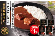 北海道北広島産 ブラックアンガス牛 宮北牧場カレー 800g（200g×4箱）ビーフカレー