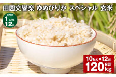 【1ヶ月毎12回定期便】田園交響楽ゆめぴりかスペシャル 玄米 10kg 計120kg