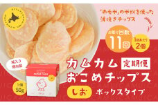 【1ヶ月毎11回定期便】 カムカムおこめチップス（しお） ボックスタイプ 計22個 （2個×11回） お菓子 スナック菓子