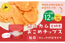 【1ヶ月毎12回定期便】 カムカムおこめチップス（鮭節） 計33個 （3個×12回） お菓子 スナック菓子