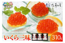 佐藤水産 いくら三昧（いくら醤油漬・いくら明太・1、塩いくら×1）｜ふるさと納税 石狩市 北海道 ピリ辛 イクラ 魚卵 セット
