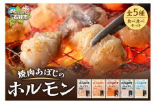 焼肉あぼじのホルモン 5種食べ比べセット（スパイス・コク味噌・ピリ辛・うま塩・瀬戸内塩レモン）