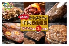 【定期便3回】年末に届く、ありがとうの牛肉定期便（10月・11月・12月の計3回）