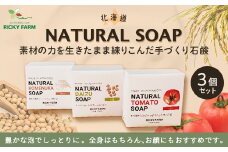 北海道NATURAL?SOAP3個セット ふるさと納税 人気 おすすめ ランキング 手作り石鹸 せっけん 石鹸 ソープ 米ぬか 米糠 大豆 トマト しっとり 北海道 北斗市 送料無料 HOKK033