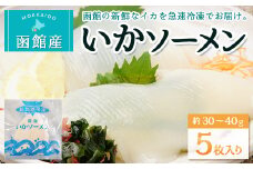 函館産いかソーメン　5枚入り 【 ふるさと納税 人気 おすすめ ランキング いかそうめん イカソーメン いか 刺身 お造り 海鮮 いか刺し イカ スルメイカ するめいか アレンジ 透明感 歯ごたえ ツルツル 新鮮 鮮度抜群 黄金いか いくら和え おいしい とれたて 急速冷凍 便利 小分けパック 函館名物 北海道 北斗市 送料無料 】 HOKW001
