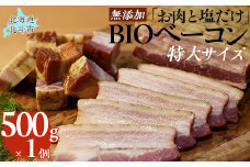 「お肉と塩だけ」無添加BIOベーコン特大サイズ ふるさと納税 人気 おすすめ ランキング ベーコン 豚肉 豚バラ 肉 にく 無添加 北海道 北斗市 送料無料 HOKAB003