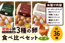 [1.12-39]　究極の卵、オーガニックエッグを含む3種食べ比べセット たまご 平飼いたまご 亜麻仁たまご たまごかけご飯 玉子 生卵 タマゴ 卵焼き 食べ比べ st-p