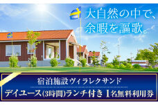 [2-172]　宿泊施設ヴィラレクサンド　デイユース（３時間）ランチ付き１名無料利用券 st-p