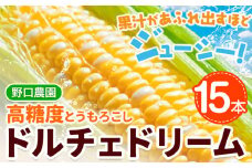 [1.1-340] 【2025年先行予約】野口農園 高糖度 とうもろこし「ドルチェドリーム」15本 | とうもろこし トウモロコシ 北海道とうもろこし 朝採れとうもろこし 産地直送とうもろこし