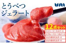 [1.9-344] とうべつジェラート 12点セット ジャージーミルク ブルーベリーソルベ とうきびミルク とうべつたまご ジャージーミルクサンド Gelateria uni 株式会社一蓮 おやつ アイス ジェラート デザート 食後 フレーバー 北海道 当別町