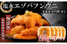  ☆知内町加工☆塩水エゾバフンウニ 贅沢１００g×５パックセット【マルタカ高橋商店】