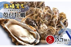 【2025年3月中旬以降発送】海峡育ち 殻付き牡蠣 Sサイズ 35個入り 牡蠣ナイフ付 かき カキ 貝 海鮮 BBQ ギフト ＜上磯郡漁業協同組合＞