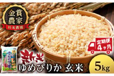 【新米予約】【定期便4回】ゆめぴりか玄米5kg≪杉本農園≫