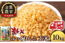【新米予約】【定期便5回】ふっくりんこ玄米10kg≪杉本農園≫