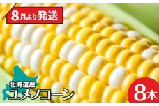 【8月中旬より発送】北海道産 甘い とうもろこし ユメノコーン ８本【橋本農園】