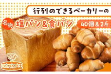 北海道 パン 2種 詰合せ 塩パン 40個 食パン 2斤 北海道産 小麦 トースト 手作り 自家製 焼きたて ベーカリー 朝食 朝ごはん 軽食 モーニング 冷凍 お取り寄せ 食べ比べ セット 人気 ギフト 贈答用 パン屋 こっぺんどっと コッペパン ぱくぱく